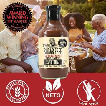 G Hughes Sugar Free, Sweet Heat Carolina BBQ Sauce - Sweet Chili Sauce, Sugar Free BBQ Sauce, Gluten Free Barbecue Sauce, Low Carb BBQ Sauces - 17 oz (3-Pack)