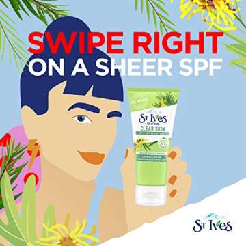 St. Ives Clear Skin Lotion - 3-in-1 SPF 25 Face Moisturizer for Acne Prone, Oily, or Combo Skin, Lightweight Sheer Daily Face Lotion with Tea Tree Extract & Witch Hazel, 3 Fl Oz