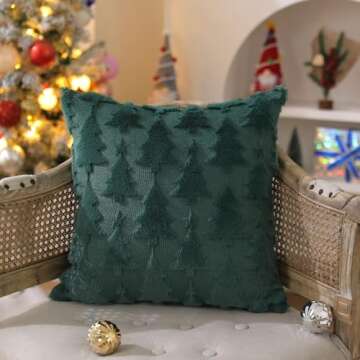 DFXSZ Christmas Tree Pillow Covers 18x18 inch Set of 2 Christmas Decoration Green Soft Plush Faux Fur Jacquard Throw Pillows for Bedroom Sofa Holiday Festivals Winter Home Decor X PTK009A18