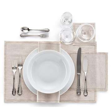 MY DRAP Linen Cocktail Napkins, Natural, 50 Units