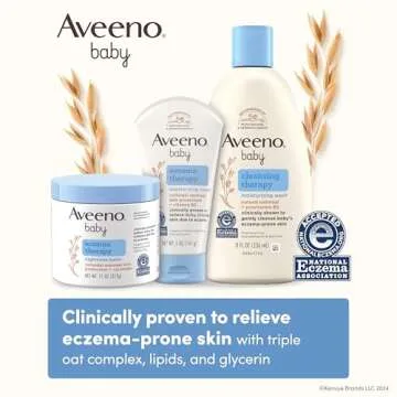 Aveeno Baby Eczema Therapy Moisturizing Cream, Natural Colloidal Oatmeal & Vitamin B5, Cream for Dry, Itchy, Irritated Skin Due to Eczema, Paraben- Steroid-Free, 12 fl. oz