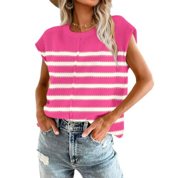 Fashion Tops for Women Spring Summer Striped Pullover Sweater Vest