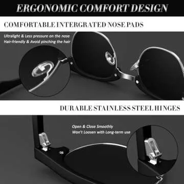 LINVO Polarized Semi Rimless Sunglasses for Men Women, Mens Sunglasses Classic Retro Shades Half Frame Driving Sun Glasses UV Protection