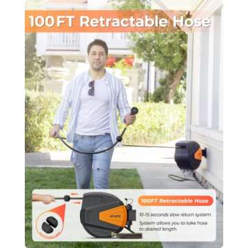 Ayleid 100FT Retractable Garden Hose Reel with Nozzle