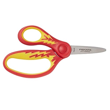 Fiskars 5" Left-Handed Softgrip Pointed-Tip Scissors for Kids 4+ - Scissors for School or Crafting -...