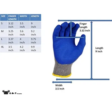 G & F 12 Pairs Medium Rubber Latex Work Gloves