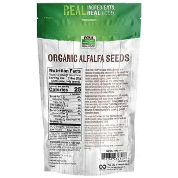 NOW Foods, Organic Alfalfa Seeds For Sprouting, Grown in the USA, Certified Non-GMO, 12-Ounce (Packa...