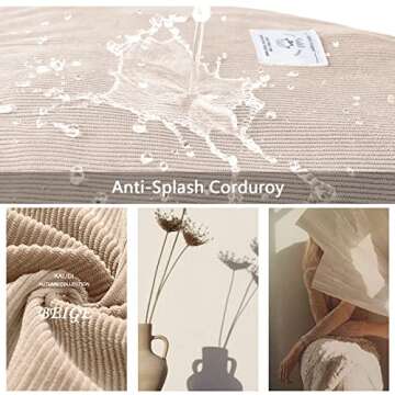 KALIDI Corduroy Tote Bag, Large Messenger Bag Shoulder Hobo Anti Splash Crossbody Zipper Bag Casual Work Shopping Women Beige