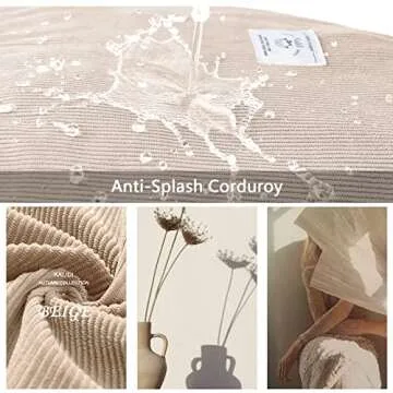 KALIDI Corduroy Tote Bag, Large Messenger Bag Shoulder Hobo Anti Splash Crossbody Zipper Bag Casual Work Shopping Women Beige