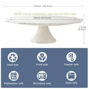 BPFY 10 Inch Round White Ceramic Cake Stand for Events and Displays
