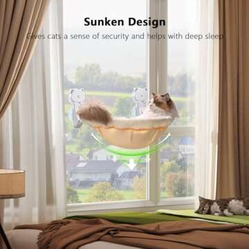 Foldable JUNSPOW Cat Window Perch - Durable & Cozy Cat Bed for Sunbathing