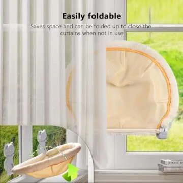JUNSPOW Cat Window Perch - Foldable & Secure Hammock