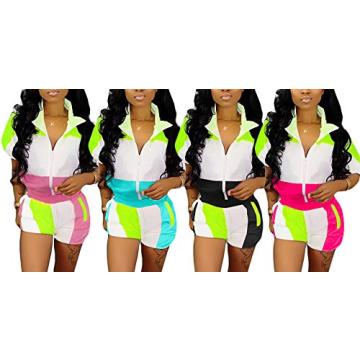 Stylish VOIKERDR Summer Windbreaker Tracksuit Set for Women