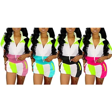 Stylish VOIKERDR Summer Windbreaker Tracksuit Set for Women