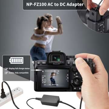 F1TP NP-FZ100 Dummy Battery AC Power Supply Adapter Replacemen A7III Dummy Battery Charger kit for S...