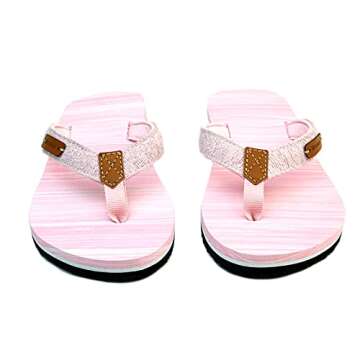 Kaiback Women's Seaside Casual Flip Flop Sandal - Women’s Comfort Footwear (Pink, numeric_7)