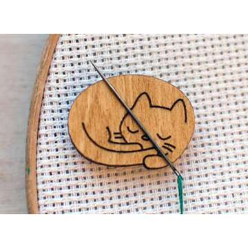 Cat Needle Minder for Cross Stitch and Embroidery