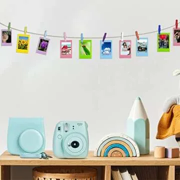 FujiFilm Instax Mini 9 Instant Camera + Fujifilm Instax Mini Film (60 Sheets) Bundle with Deals Number One Accessories Including Carrying Case, Selfie Lens, Photo Album (Ice Blue)