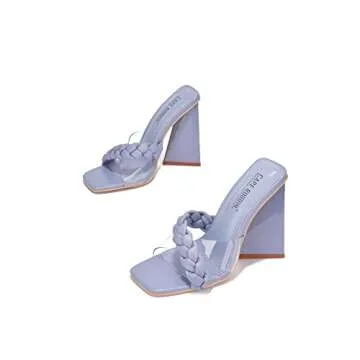 Cape Robbin Pyramid Block Heel Braided Mule for Women