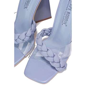 Cape Robbin Pyramid Block Heel Braided Mule for Women with Puffy Open Toe Strappy Slide Slip on sandal