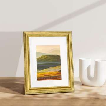 Vittanly 8x10 Picture Frames Set of 2, Ornate Vintage Photo Frame for Wall or Tabletop, Display 5x7 Pictures with Mat or 8x10 without Mat, Rustic Gold