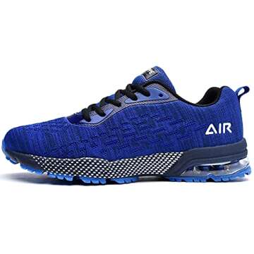 GANNOU Men Air Cushion Running Tennis Shoes Trail Lightweight Breathable Athletic Fitness Fashion Walking Sneakers (11 D(M) US, Blue)…