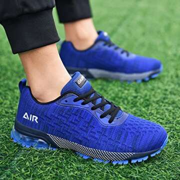 GANNOU Men Air Cushion Running Tennis Shoes Trail Lightweight Breathable Athletic Fitness Fashion Walking Sneakers (11 D(M) US, Blue)…