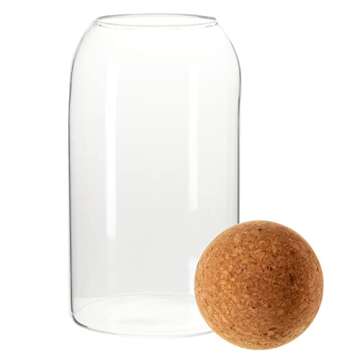 4 Glass Storage Jars with Cork Lids for Organization