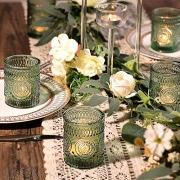 DARJEN Green Votive Candle Holders Set of 36- Glass Candle Holders Bulk for Flameless LED Tea Waxes,...