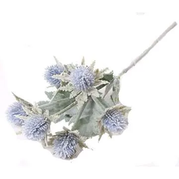 TBUY ROSE 6 Pack Artificial Eryngiums Eryngium Faux Plants for Garden Wedding Prom Party Bouquet Floral Arrangement (Blue)