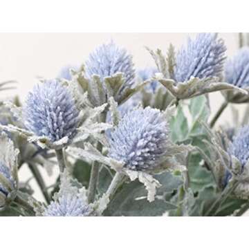 TBUY ROSE 6 Pack Artificial Eryngiums Eryngium Faux Plants for Garden Wedding Prom Party Bouquet Floral Arrangement (Blue)