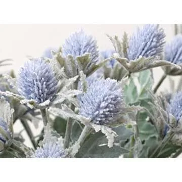 TBUY ROSE 6 Pack Artificial Eryngiums Eryngium Faux Plants for Garden Wedding Prom Party Bouquet Floral Arrangement (Blue)