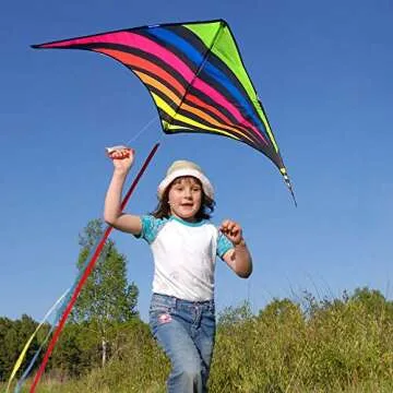Mint's Colorful Life Delta Kite for Kids & Adults, Extremely Easy to Fly Kites with 3 Ribbons and 300ft Kite String, Best Kites for Beginners (Rainbow)