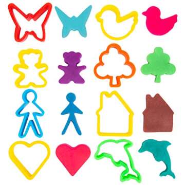 KIDDY DOUGH Tool Kit for Kids - Party Pack w/Animal Shapes - Includes 24 Colorful Cutters, Molds, & Accessories for Air Dry Clay & Dough