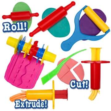 KIDDY DOUGH Tool Kit for Kids - Party Pack w/Animal Shapes - Includes 24 Colorful Cutters, Molds, & Accessories for Air Dry Clay & Dough