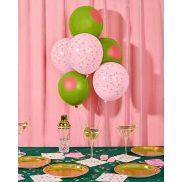 xo, Fetti Dirty Martini Latex Balloons - 24 pk, 12" | Olive Cocktail Decorations, Pink Bachelorette ...