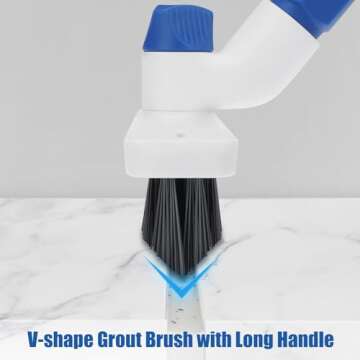 Qaestfy Floor Grout Scrub Brush with Squeegee 3 in 1, 55'' Extendable Long Handle Floor Scrubber Cleaner Brush for Scrubbing Deck, Tile, Garage Floor, Patio, Concrete, Rug, Shower Bathroom