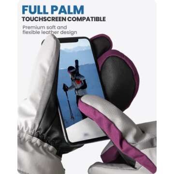 OutdoorMaster Ski Gloves for Men Women-3-Finger Snow Gloves, Full Palm Touchscreen Snowboard Glove, Adult Winter Snow Mittens for Skiing, Snowboarding and Mountaineering