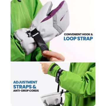 OutdoorMaster Ski Gloves for Men Women-3-Finger Snow Gloves, Full Palm Touchscreen Snowboard Glove, Adult Winter Snow Mittens for Skiing, Snowboarding and Mountaineering