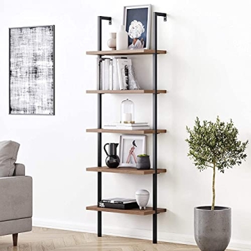 Nathan James Theo 5-Shelf Ladder Bookshelf with Metal Frame