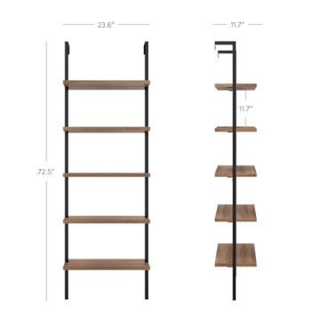 Nathan James Theo 5-Shelf Ladder Bookshelf with Metal Frame