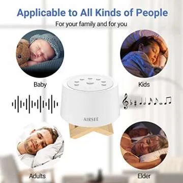 AIRSEE Sound Machine White Noise Machine with Baby Night Light Built-in 31 Soothing Sounds with Timer & Memory Features for Better Sleep, Portable Noise Machine for Baby, Adults