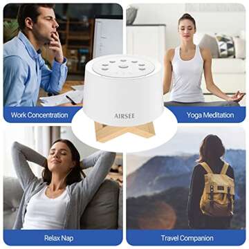 AIRSEE Sound Machine White Noise Machine with Baby Night Light Built-in 31 Soothing Sounds with Timer & Memory Features for Better Sleep, Portable Noise Machine for Baby, Adults