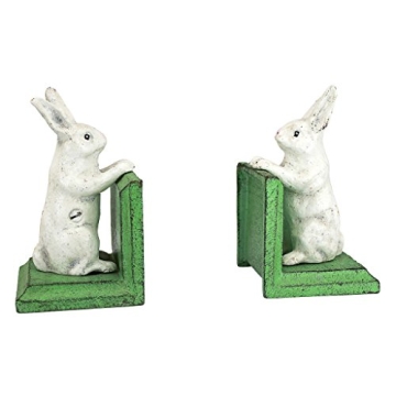Design Toscano SP1601 Bunny Bookworm Cast Iron Bookends - Lovely Rabbit Sculpture Pair