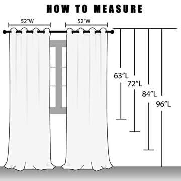 July Joy White Semi Linen Look Sheer Curtains for Bedroom, Living Room Grommet Light Filtering Solid Voile Window Curtains, Set of 2 Panels, 52 x 84 inch