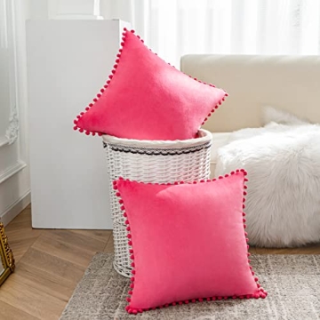 Velvet Pom-pom Throw Pillow Covers Set of 2 by VK VK·LIVING