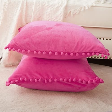 Velvet Pom-pom Throw Pillow Covers Set of 2 by VK VK·LIVING