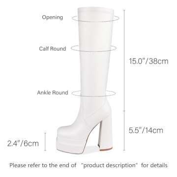 WETKISS Elegant White Chunky Platform Knee High Boots for Women