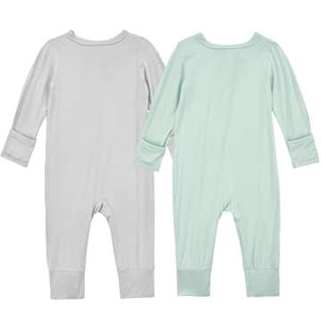 Aablexema Baby Footless Pajamas Zipper with Mitten, Rayon from Bamboo, Infant Long Sleeve Romper Pjs...