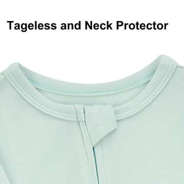 Aablexema Baby Footless Pajamas Zipper with Mitten, Rayon from Bamboo, Infant Long Sleeve Romper Pjs(Grey & Light Green,0-3m)